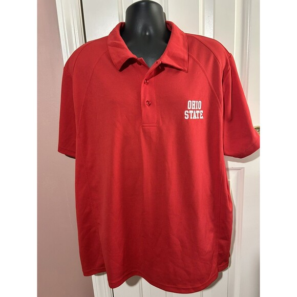 The Oval Ohio State Buckeyes Polo Golf Shirt Mens XL Embroidered Spell Out - Picture 1 of 6